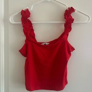 Red Ruffled Women's Top